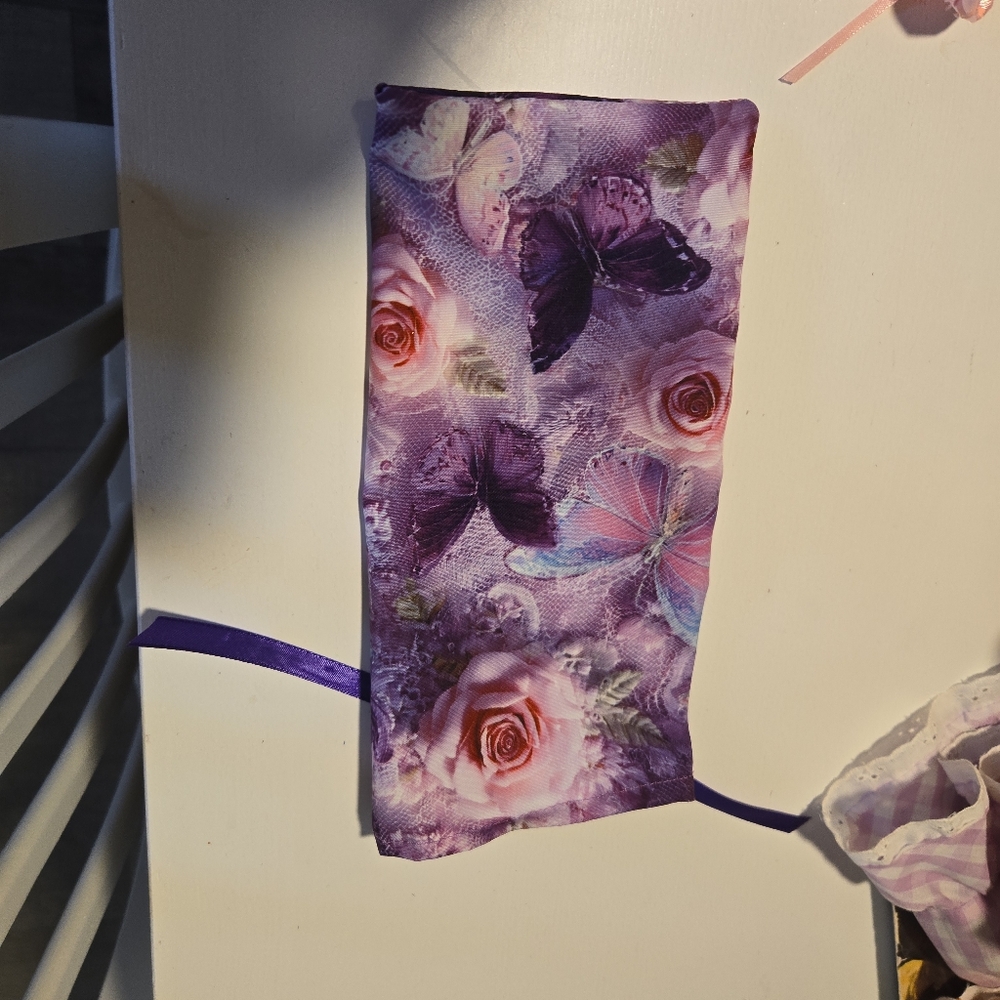 Purple Butterfly & Rose Drawstring Pouch